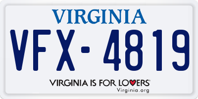 VA license plate VFX4819