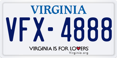 VA license plate VFX4888