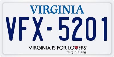 VA license plate VFX5201