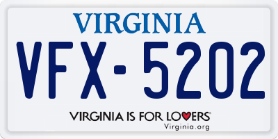 VA license plate VFX5202
