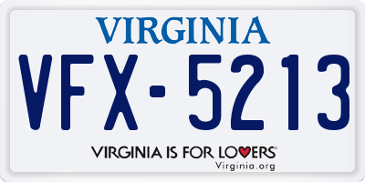 VA license plate VFX5213