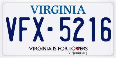 VA license plate VFX5216