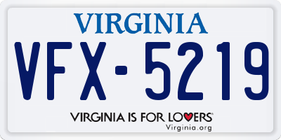 VA license plate VFX5219