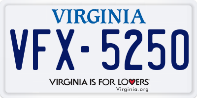 VA license plate VFX5250