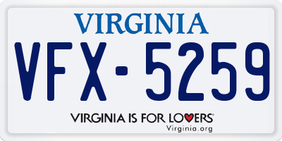 VA license plate VFX5259