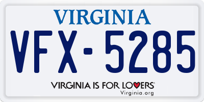 VA license plate VFX5285