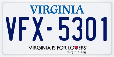 VA license plate VFX5301