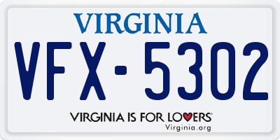 VA license plate VFX5302