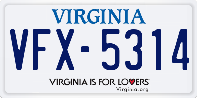 VA license plate VFX5314
