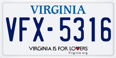 VA license plate VFX5316