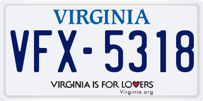 VA license plate VFX5318
