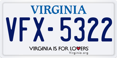 VA license plate VFX5322