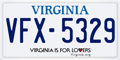 VA license plate VFX5329