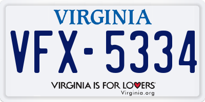 VA license plate VFX5334