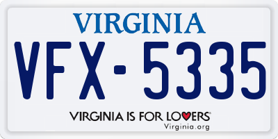VA license plate VFX5335