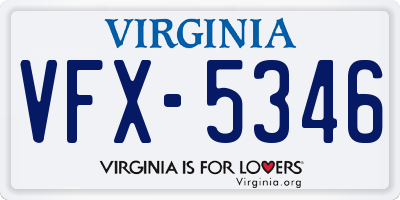 VA license plate VFX5346