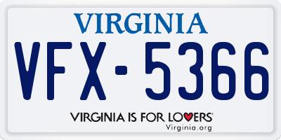VA license plate VFX5366