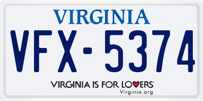 VA license plate VFX5374
