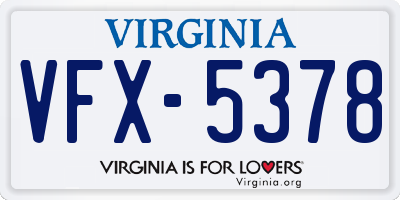 VA license plate VFX5378