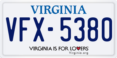 VA license plate VFX5380