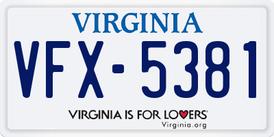 VA license plate VFX5381