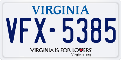 VA license plate VFX5385