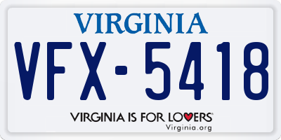 VA license plate VFX5418