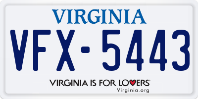 VA license plate VFX5443