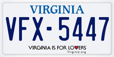 VA license plate VFX5447