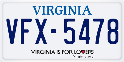 VA license plate VFX5478