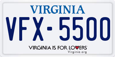 VA license plate VFX5500
