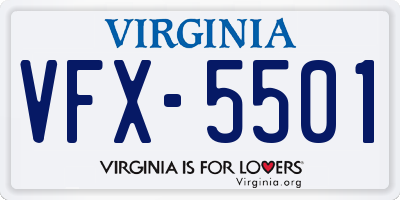 VA license plate VFX5501