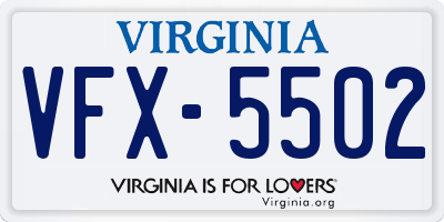 VA license plate VFX5502