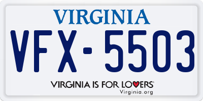 VA license plate VFX5503