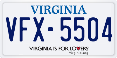 VA license plate VFX5504