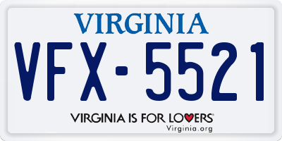 VA license plate VFX5521