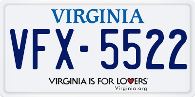 VA license plate VFX5522