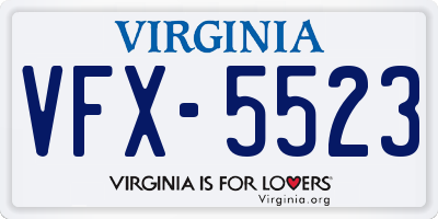 VA license plate VFX5523