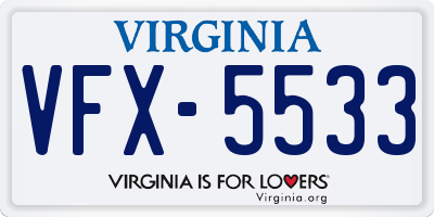 VA license plate VFX5533