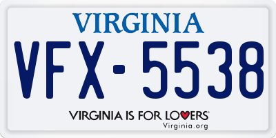 VA license plate VFX5538