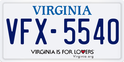 VA license plate VFX5540