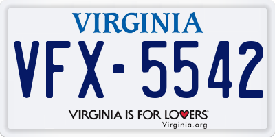 VA license plate VFX5542