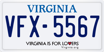 VA license plate VFX5567