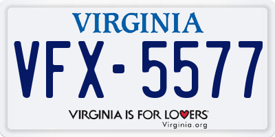 VA license plate VFX5577