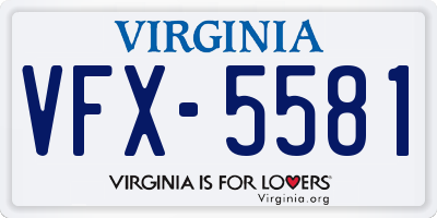 VA license plate VFX5581