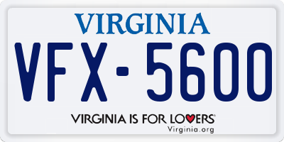 VA license plate VFX5600
