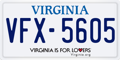 VA license plate VFX5605