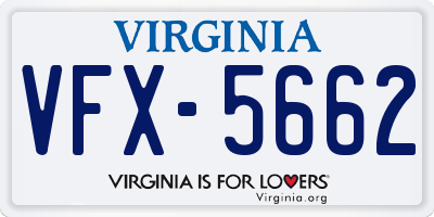 VA license plate VFX5662