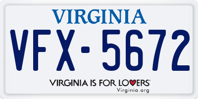 VA license plate VFX5672