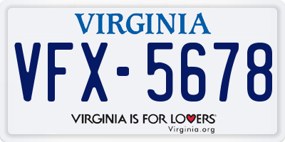 VA license plate VFX5678